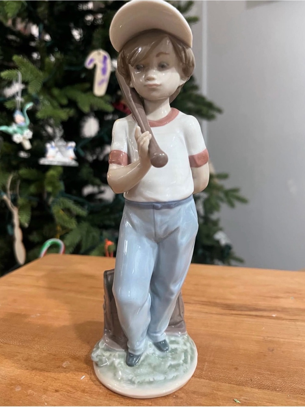 Lladro (Can I Play) Porcelain Boy with Baseball Bat Figurine Vintage